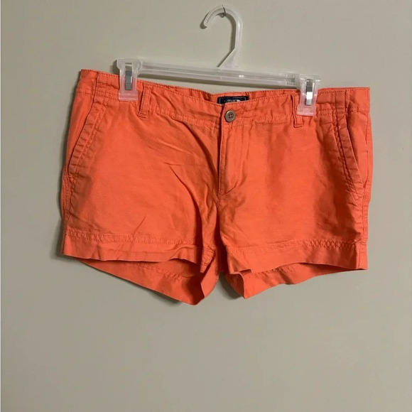 The North Face Womens Orange Cotton Linen Blend Low Rise Chino Shorts Size 8 - Picture 1 of 6